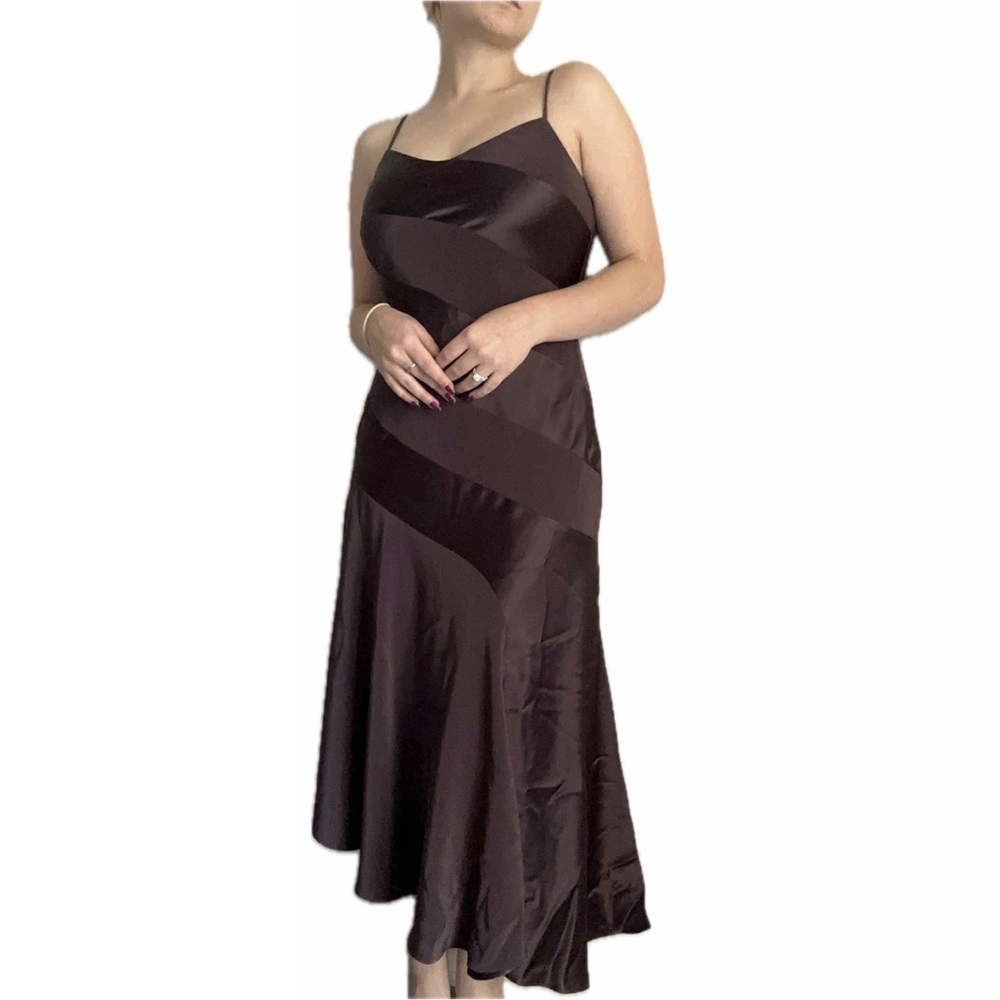 Precis Petite Vintage Slip Matte + Gloss Diagonal Stripe Fabric Slip Midi Dress